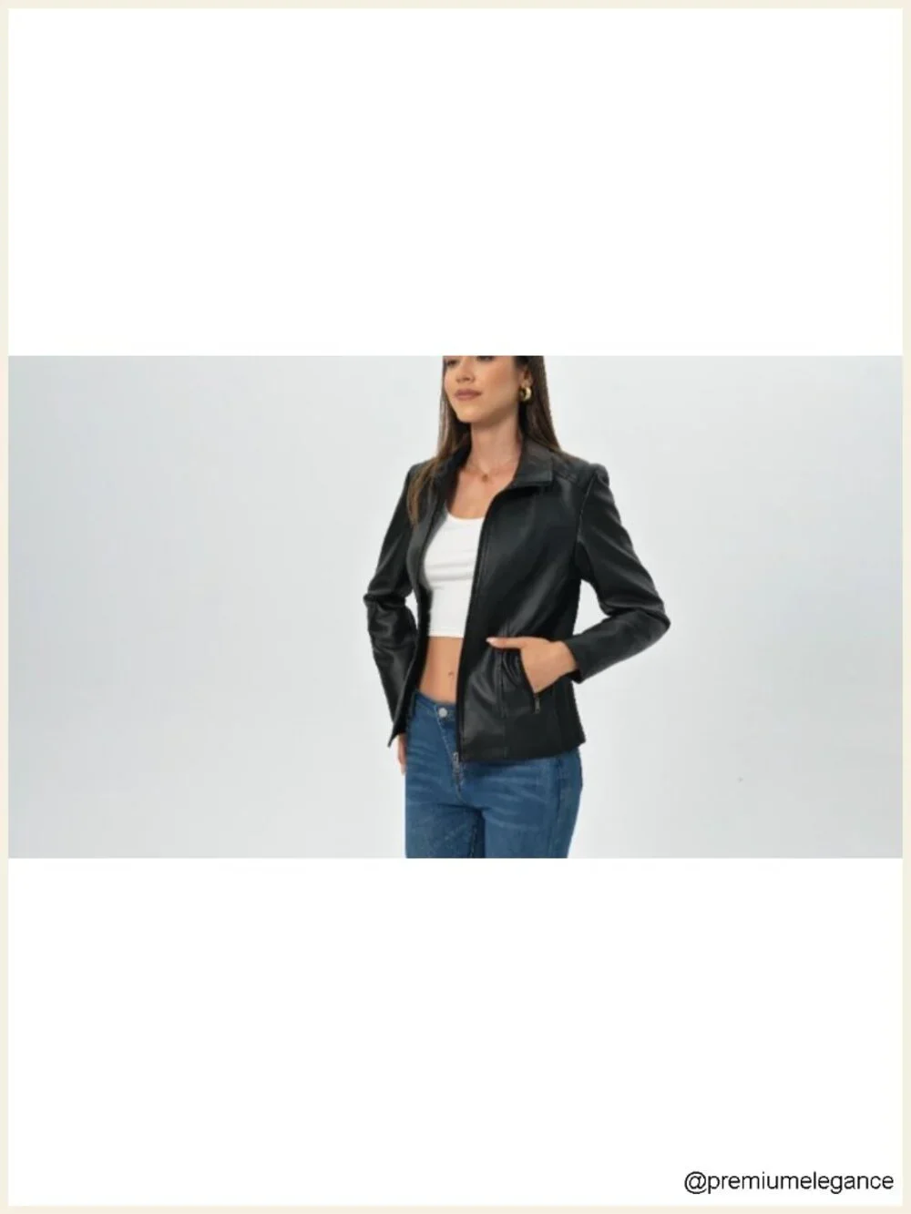 Faux Leather Motorcycle Jacket Zip Up Quilted Coat Going Out